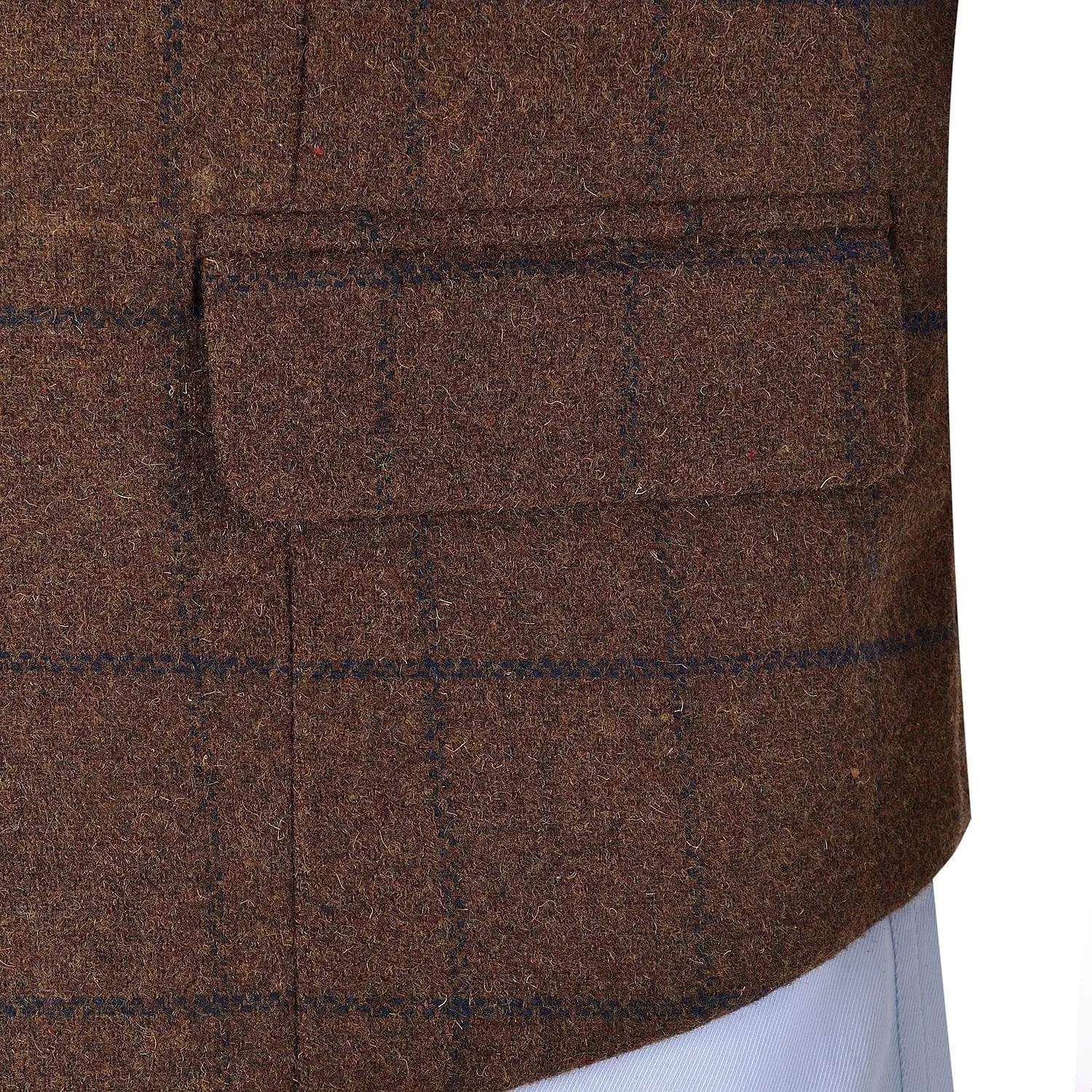 Brown Formal Plaid Notch Lapel Waistcoat Slim Fit Suit Vest