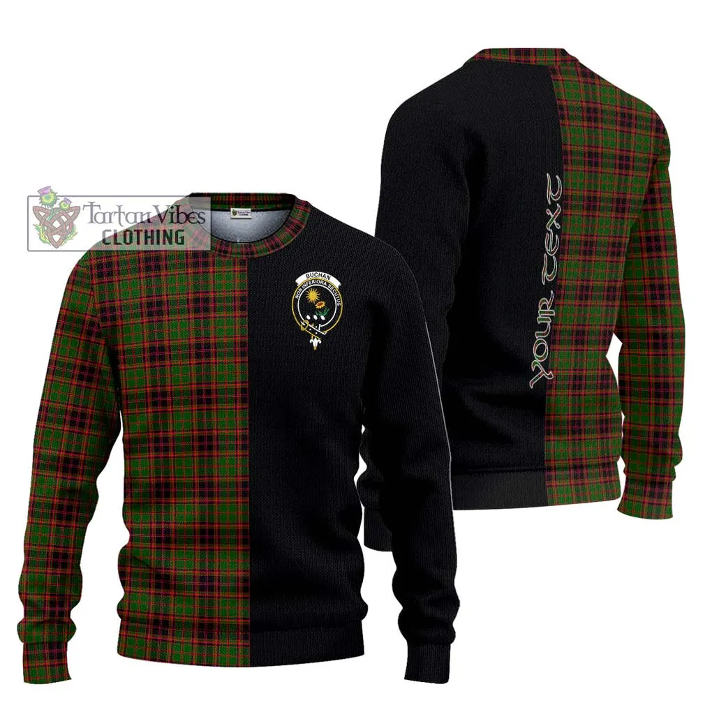 Buchan Tartan Ugly Sweater with Family Crest and Half Of Me Style