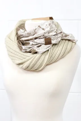 C.C Beige Velvet Infinity Scarf