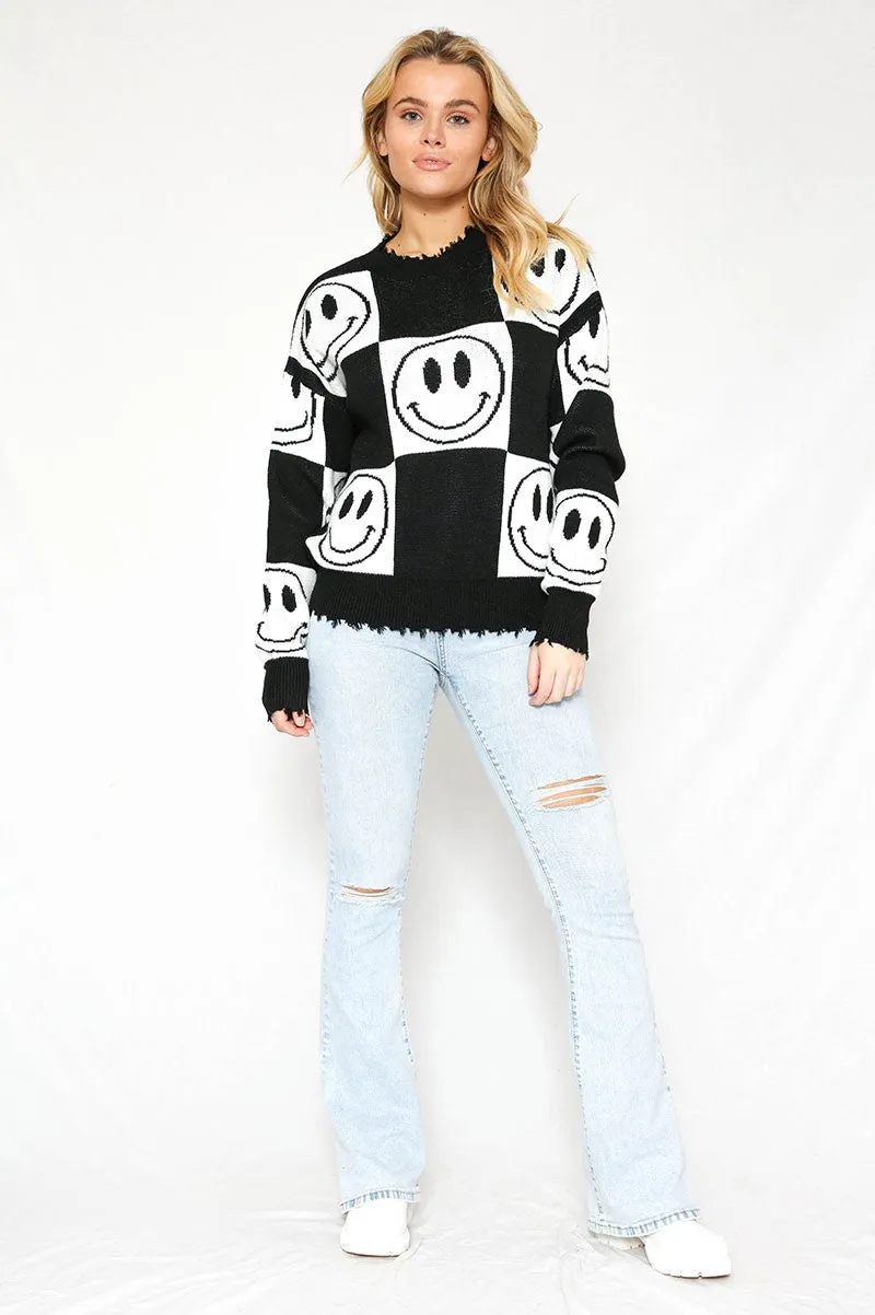 Checkered Smiley Sweater