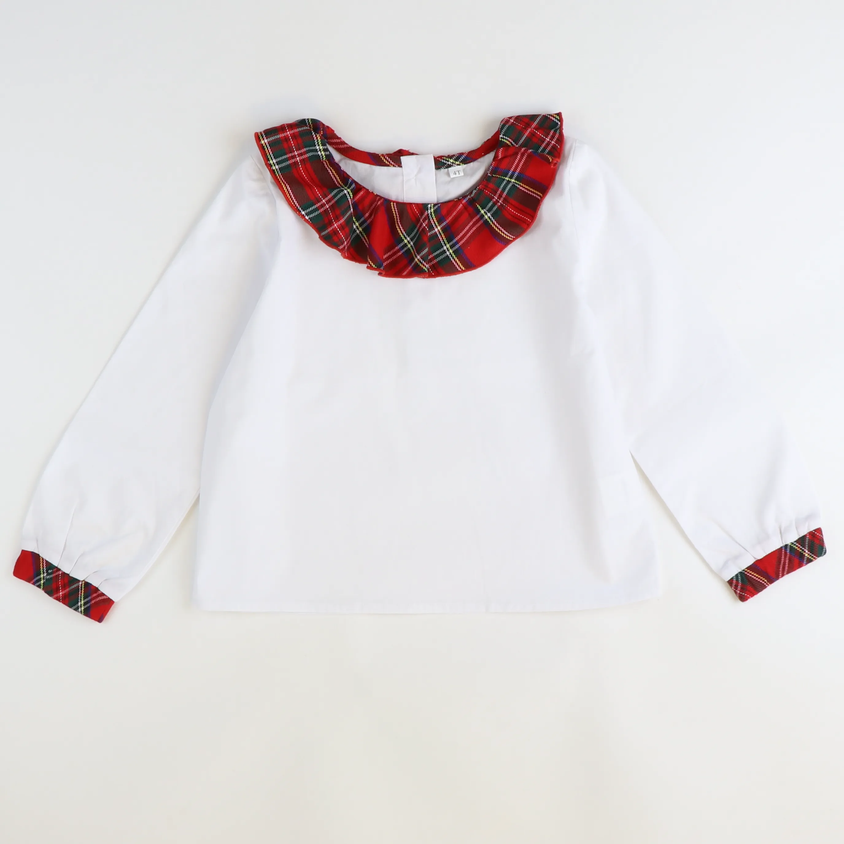 Christmas Plaid Ruffle Blouse & Skirt Set