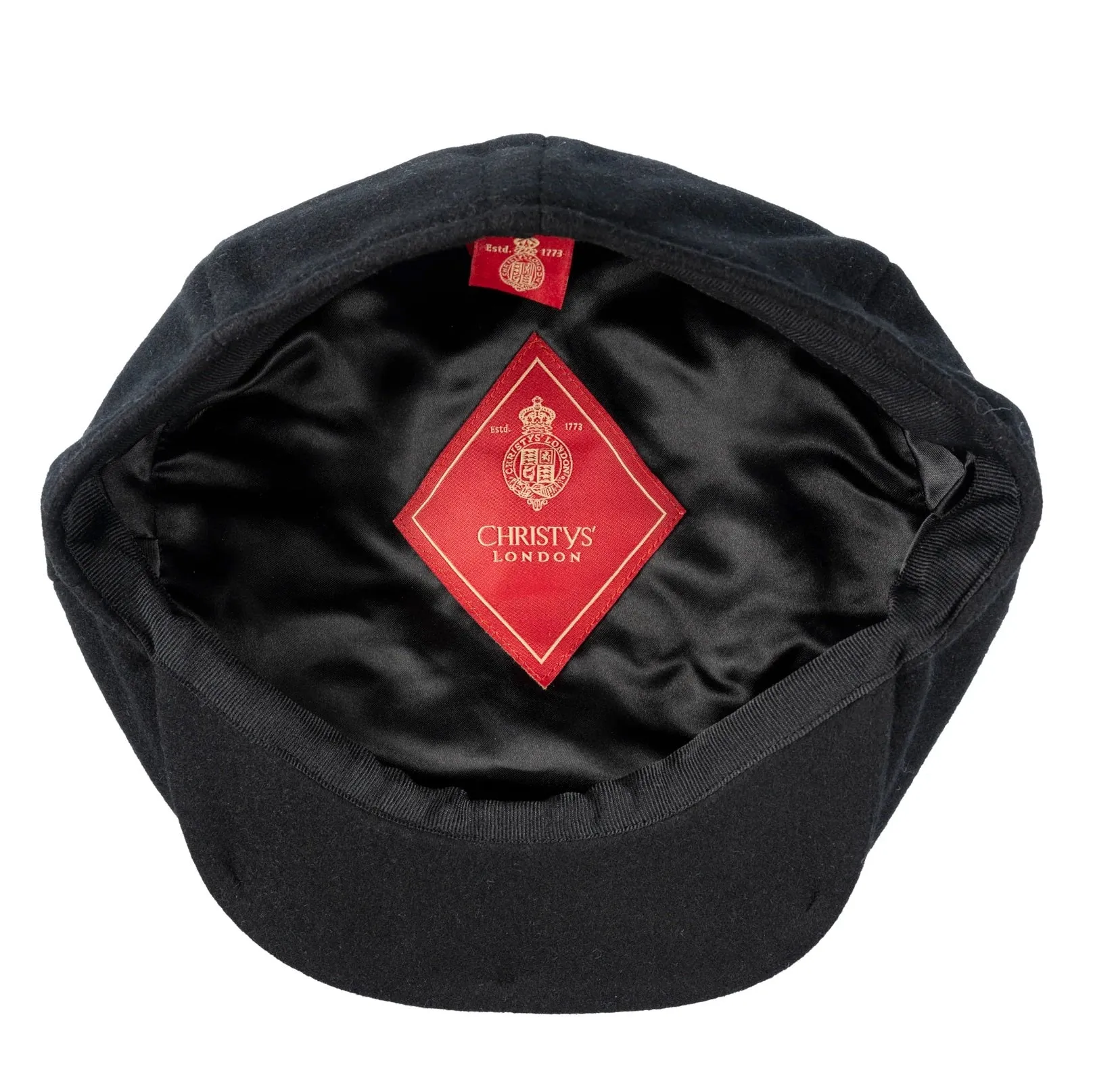 CHRISTYS' 8 Piece Baker Boy Melton Wool Flat Cap - Black