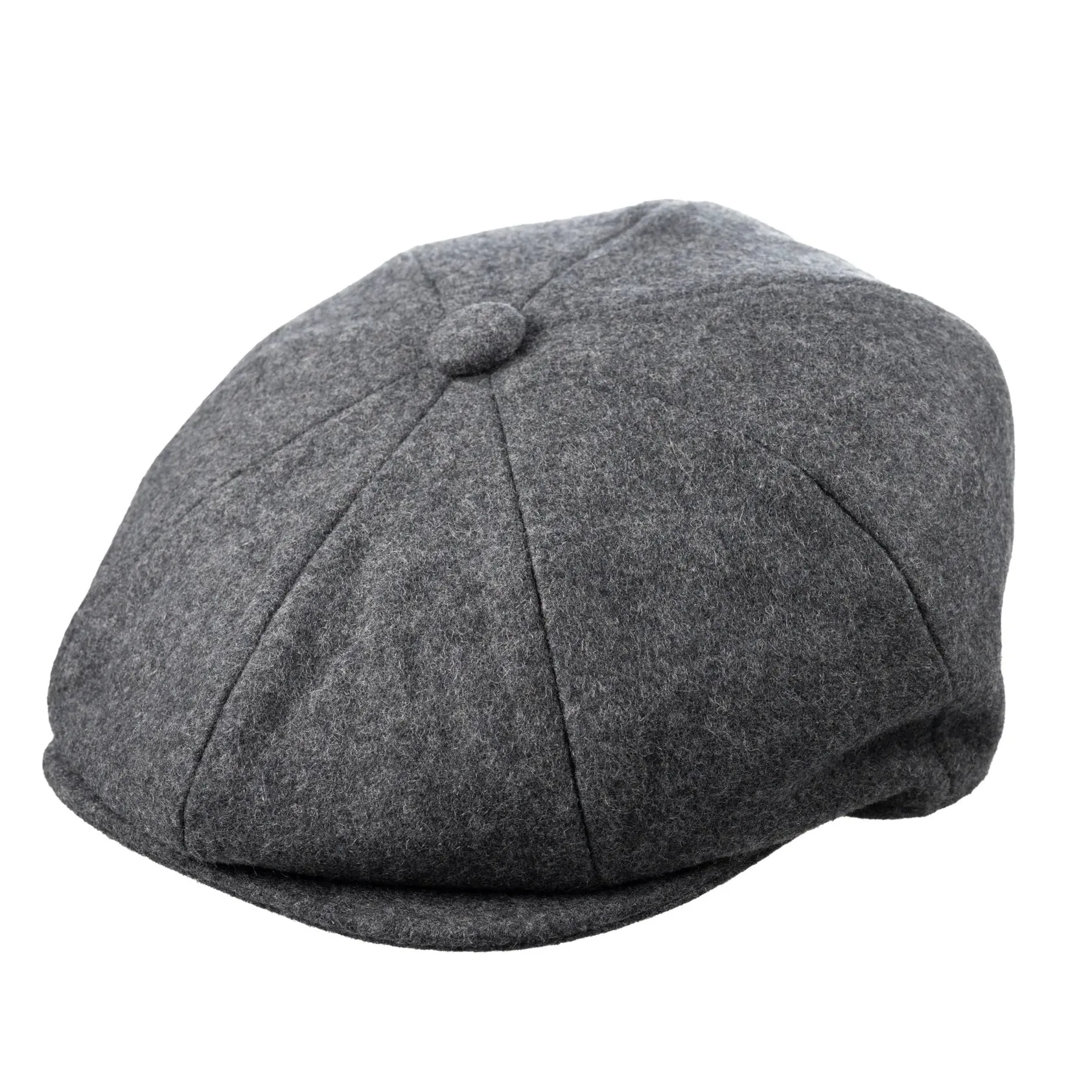 CHRISTYS' 8 Piece Baker Boy Melton Wool Flat Cap - Charcoal Mix