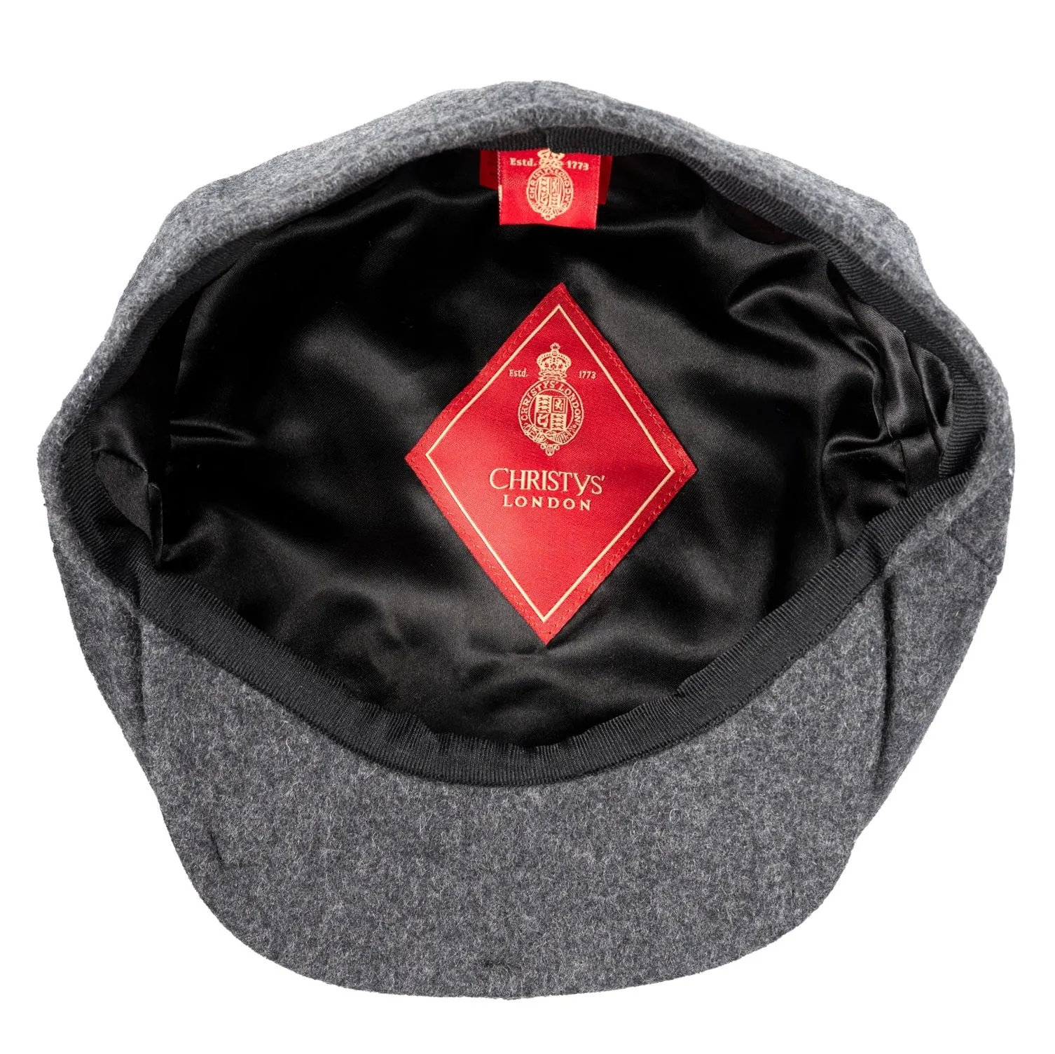 CHRISTYS' 8 Piece Baker Boy Melton Wool Flat Cap - Charcoal Mix