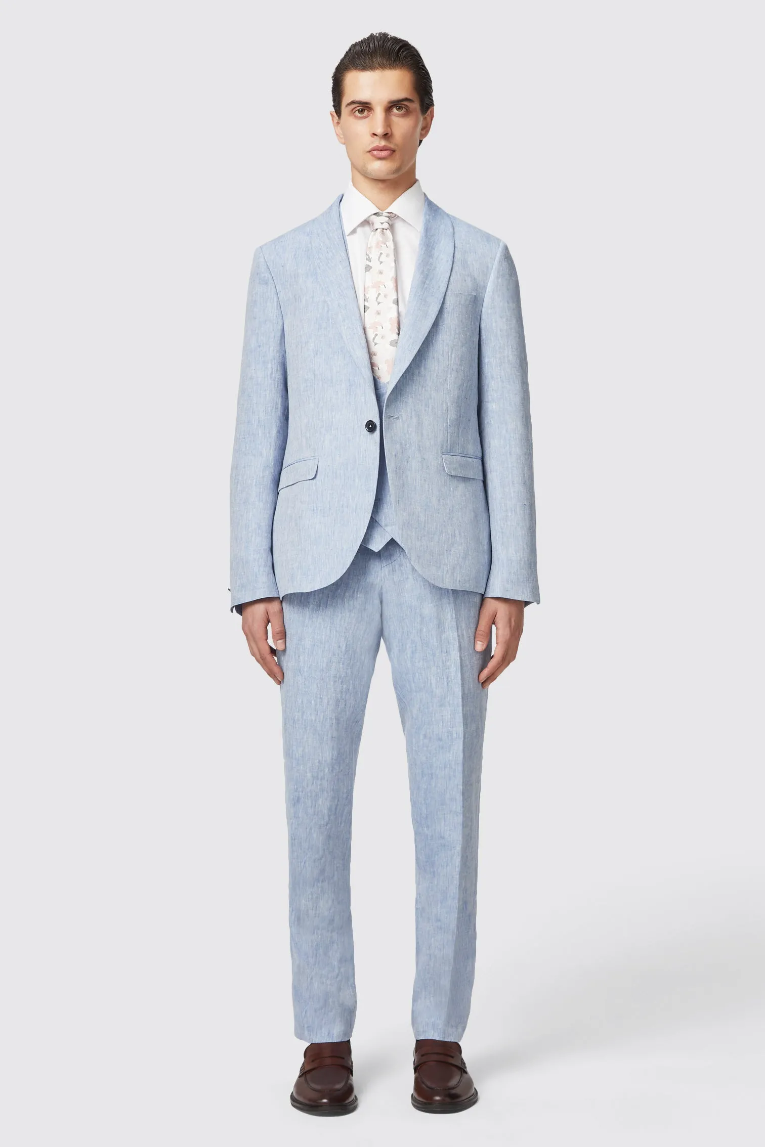 Claremont Slim Fit Blue Linen Jacket