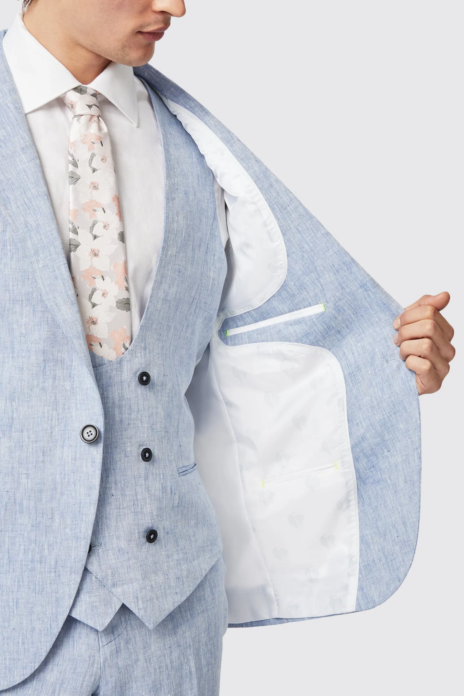 Claremont Slim Fit Blue Linen Jacket