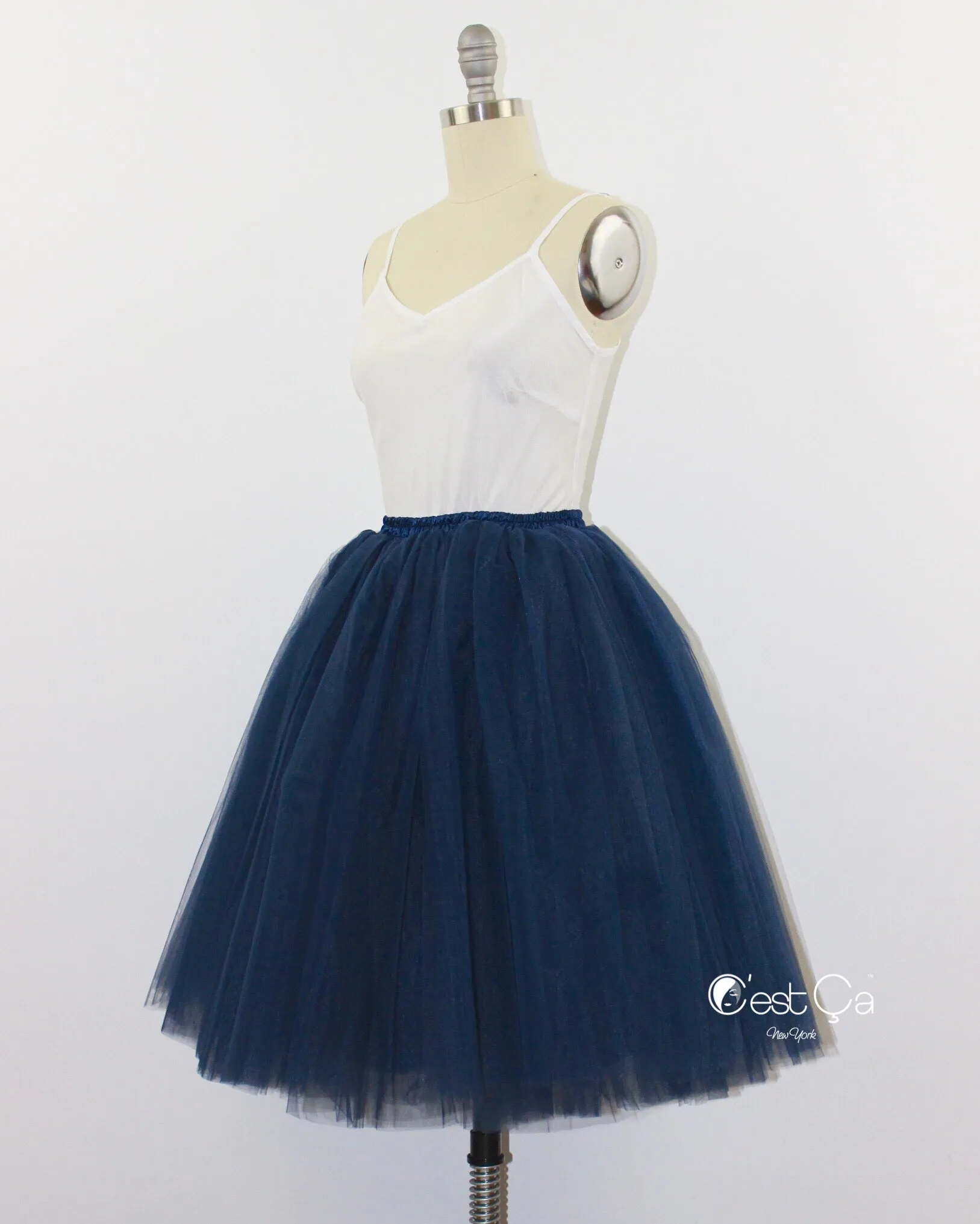 Clarisa Navy Blue Tulle Skirt - Midi