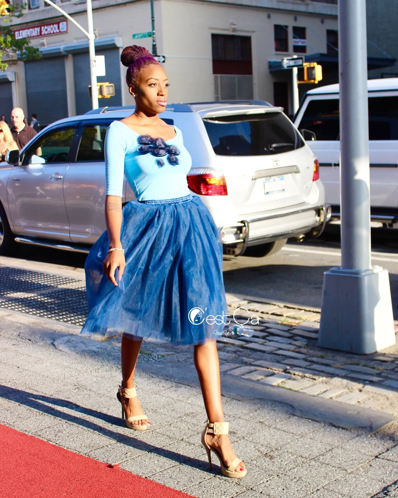 Clarisa Navy Blue Tulle Skirt - Midi