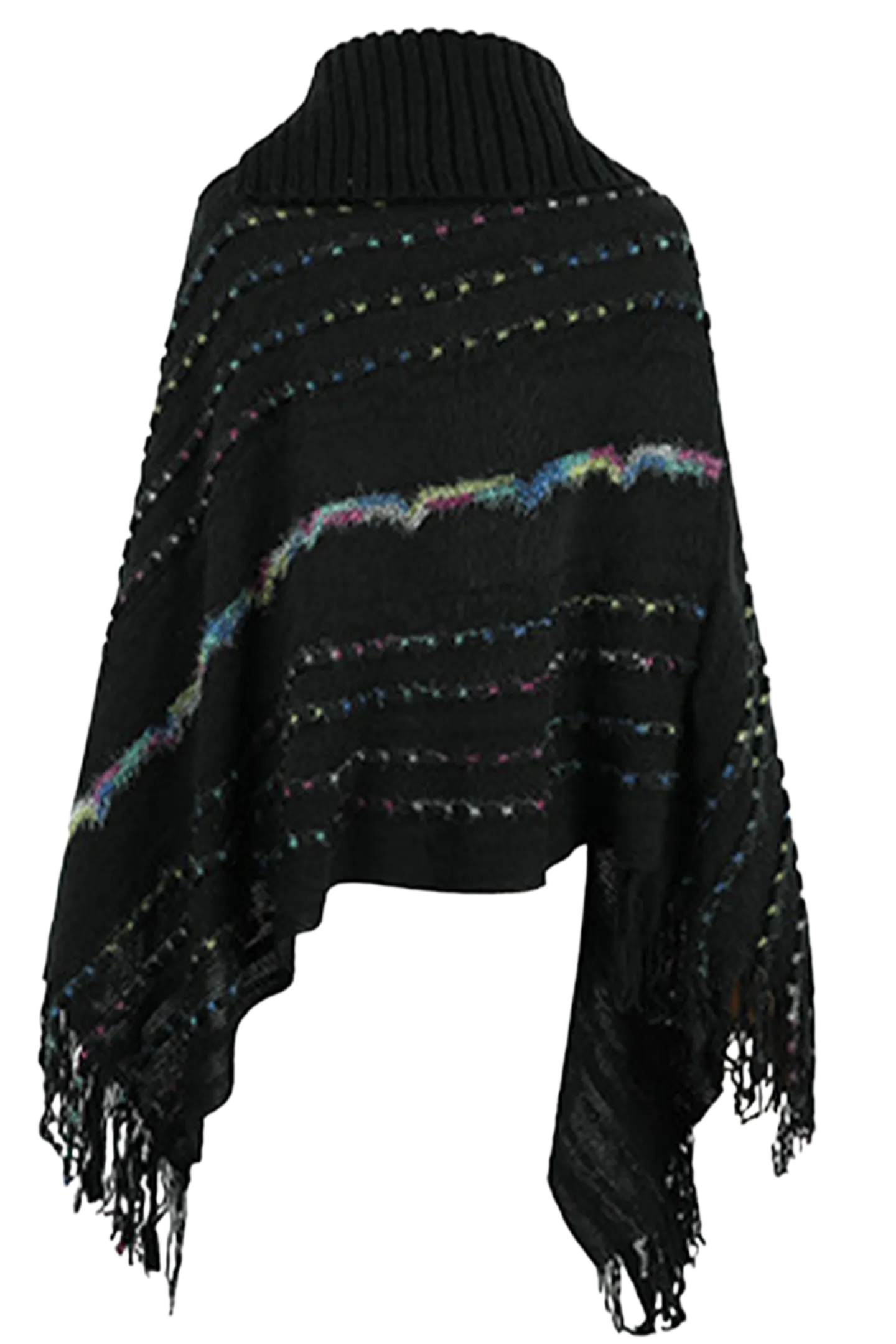 Cloak Sleeve Fringe Detail Poncho