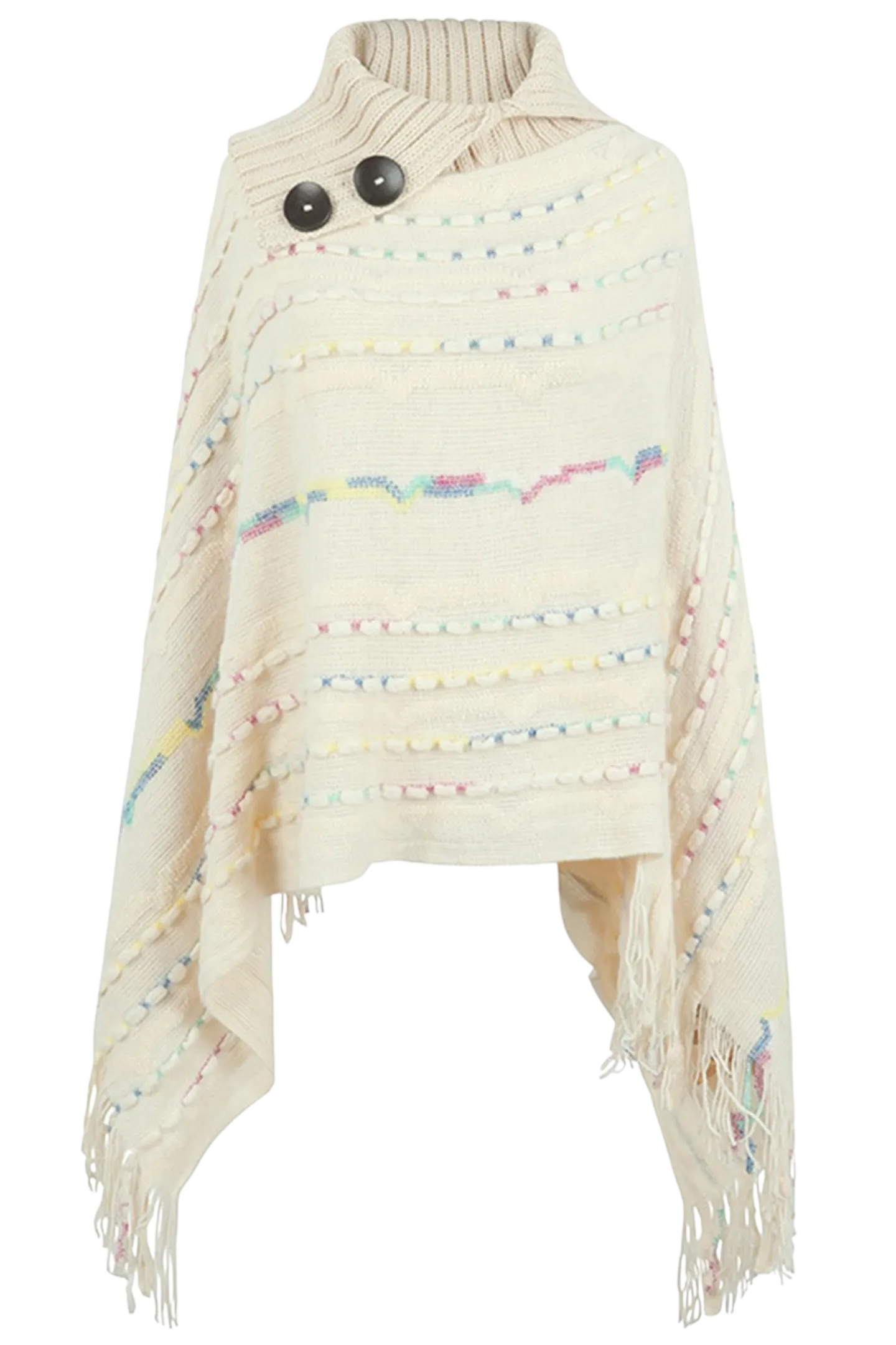 Cloak Sleeve Fringe Detail Poncho