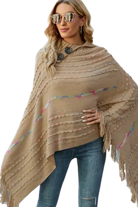 Cloak Sleeve Fringe Detail Poncho