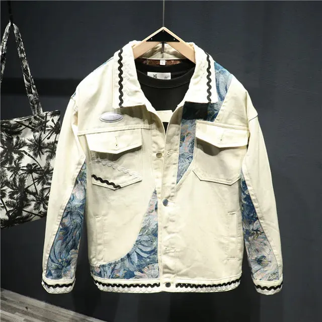 Contrast Patchwork Embroidery Splicing Jacket