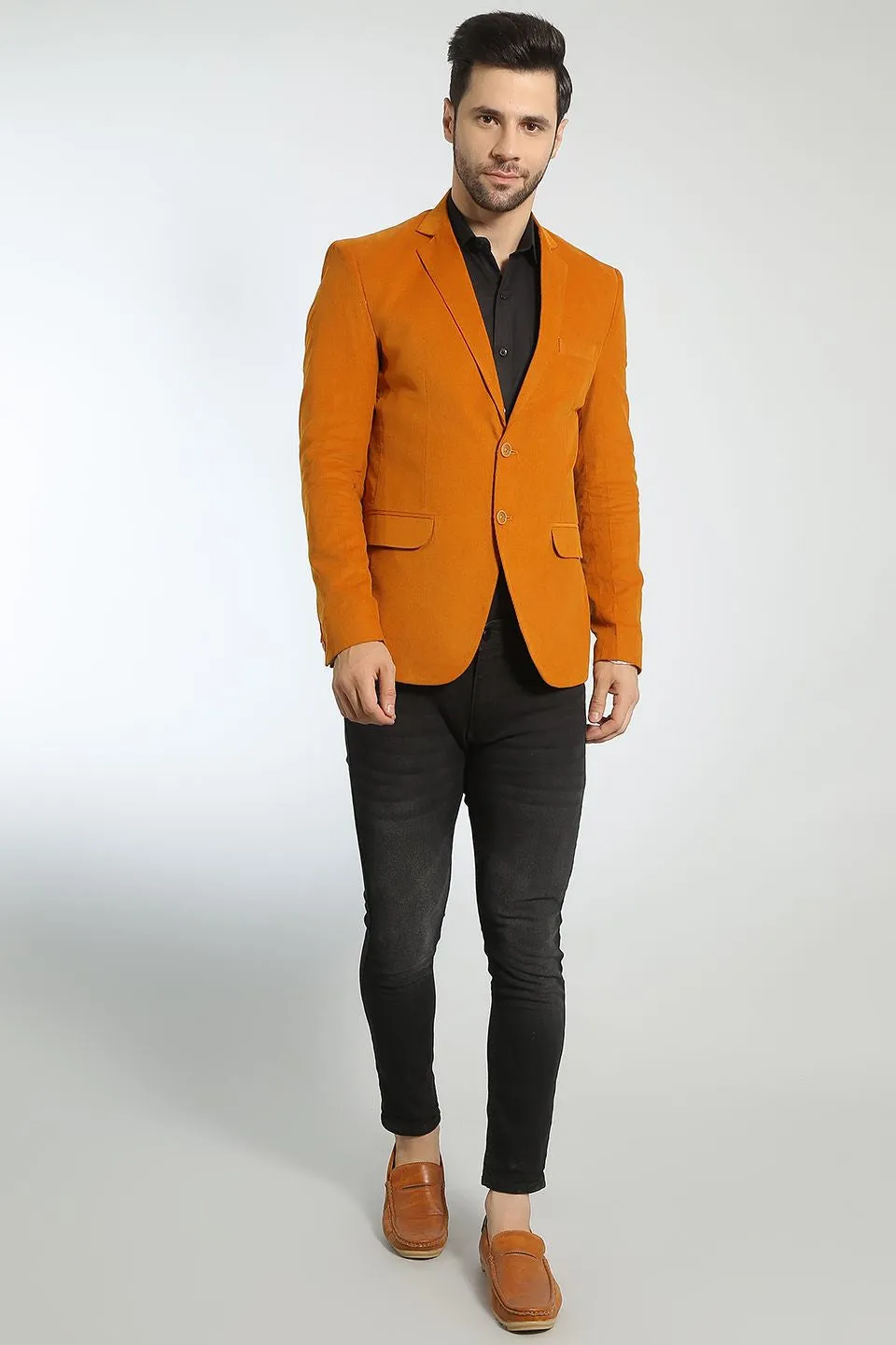 Corduroy Cotton Orange Blazer