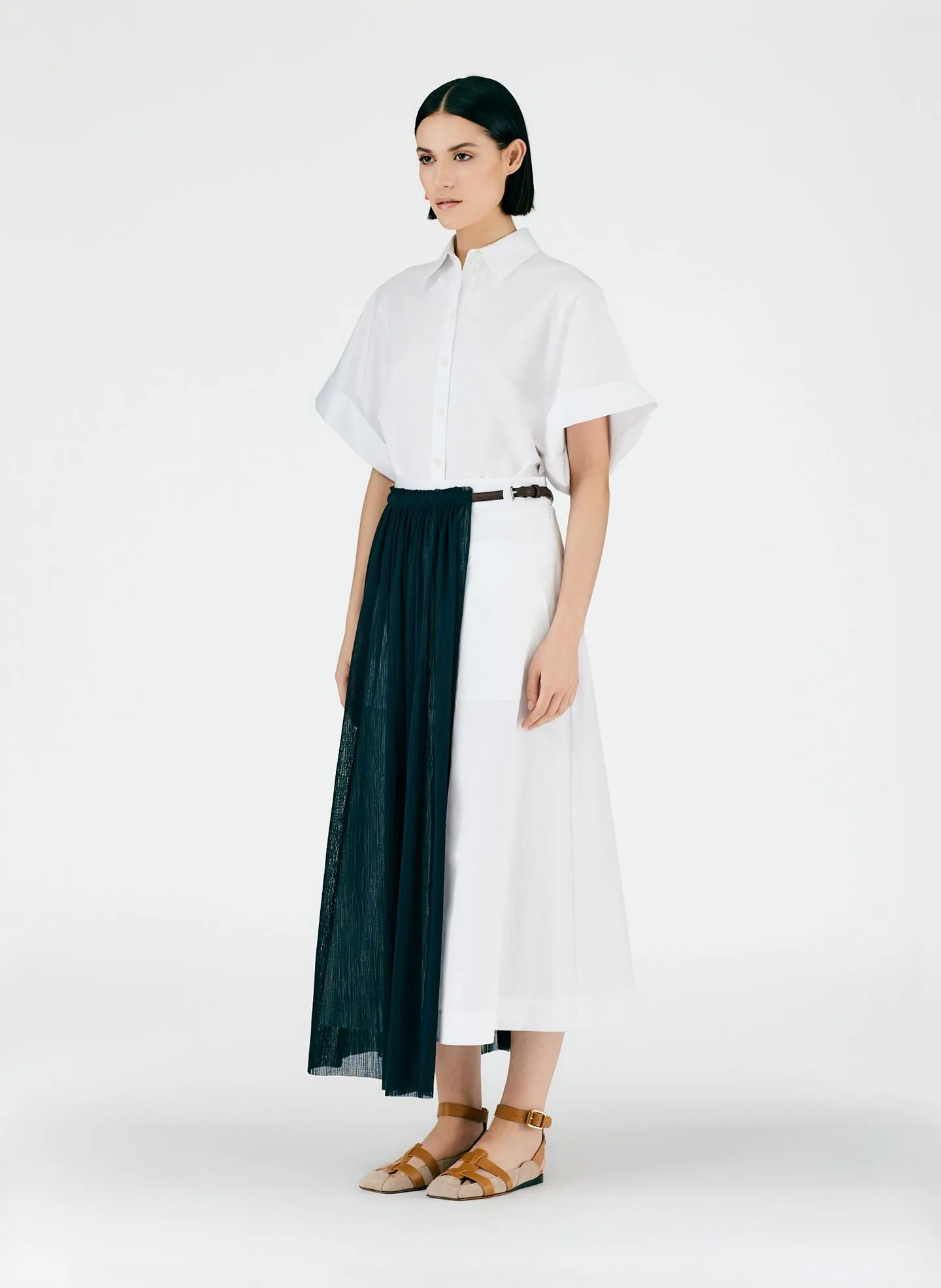 Crepe Gauze Half Layered Full Skirt