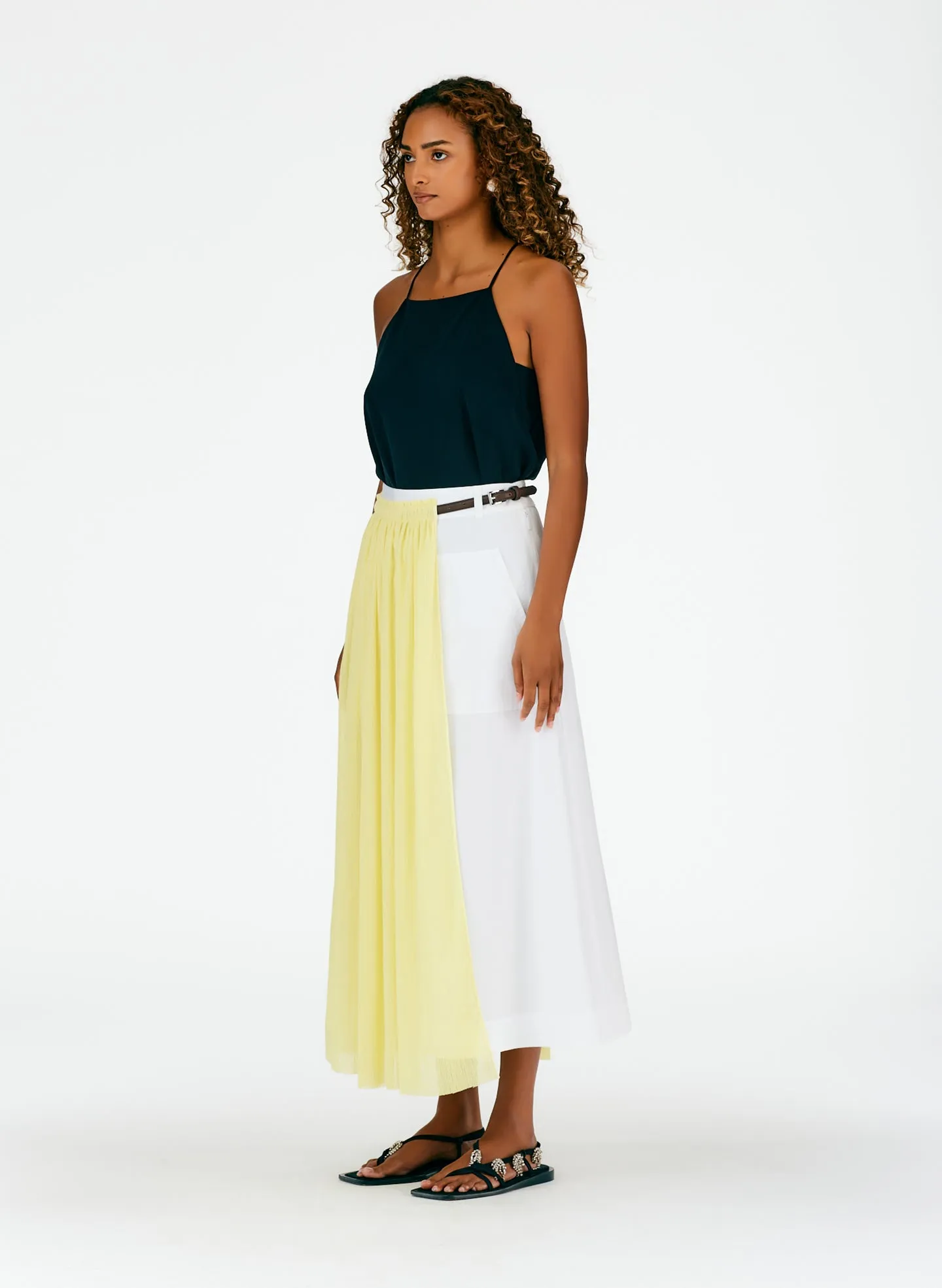 Crepe Gauze Half Layered Full Skirt