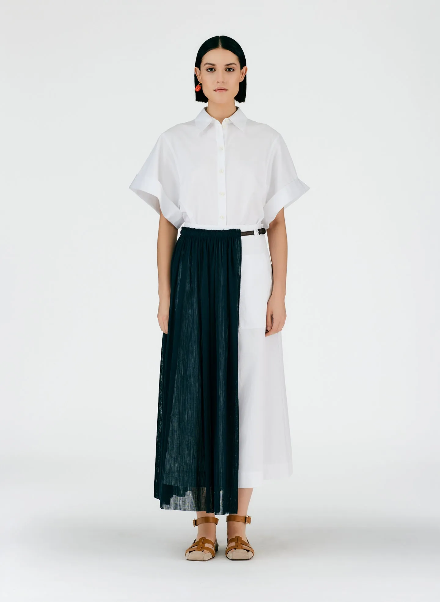 Crepe Gauze Half Layered Full Skirt