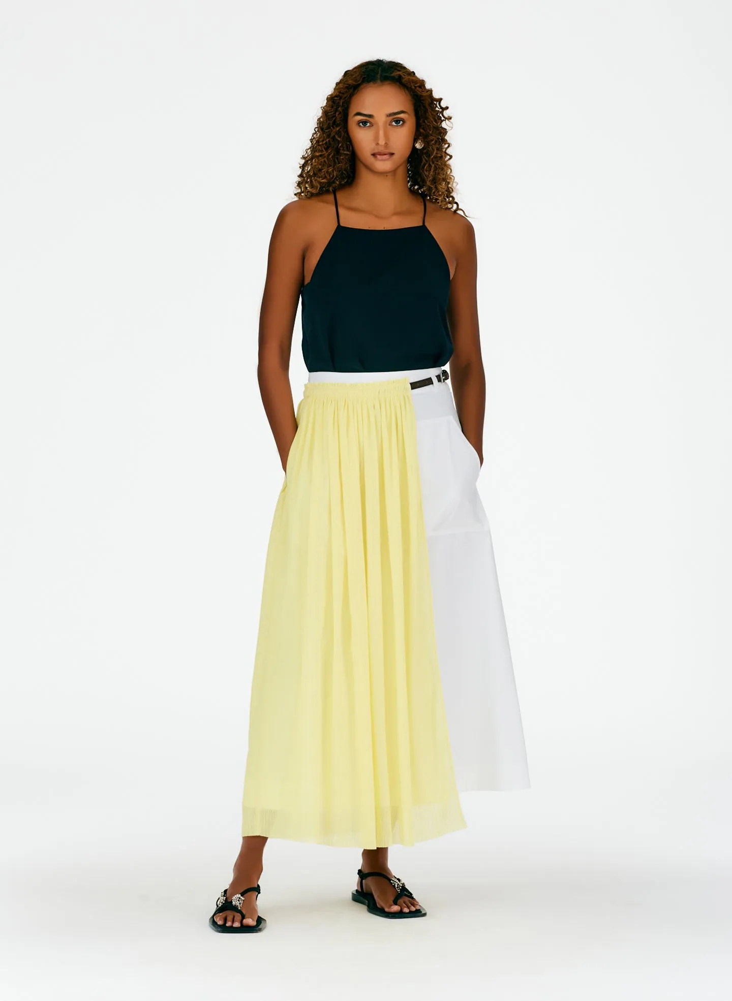 Crepe Gauze Half Layered Full Skirt