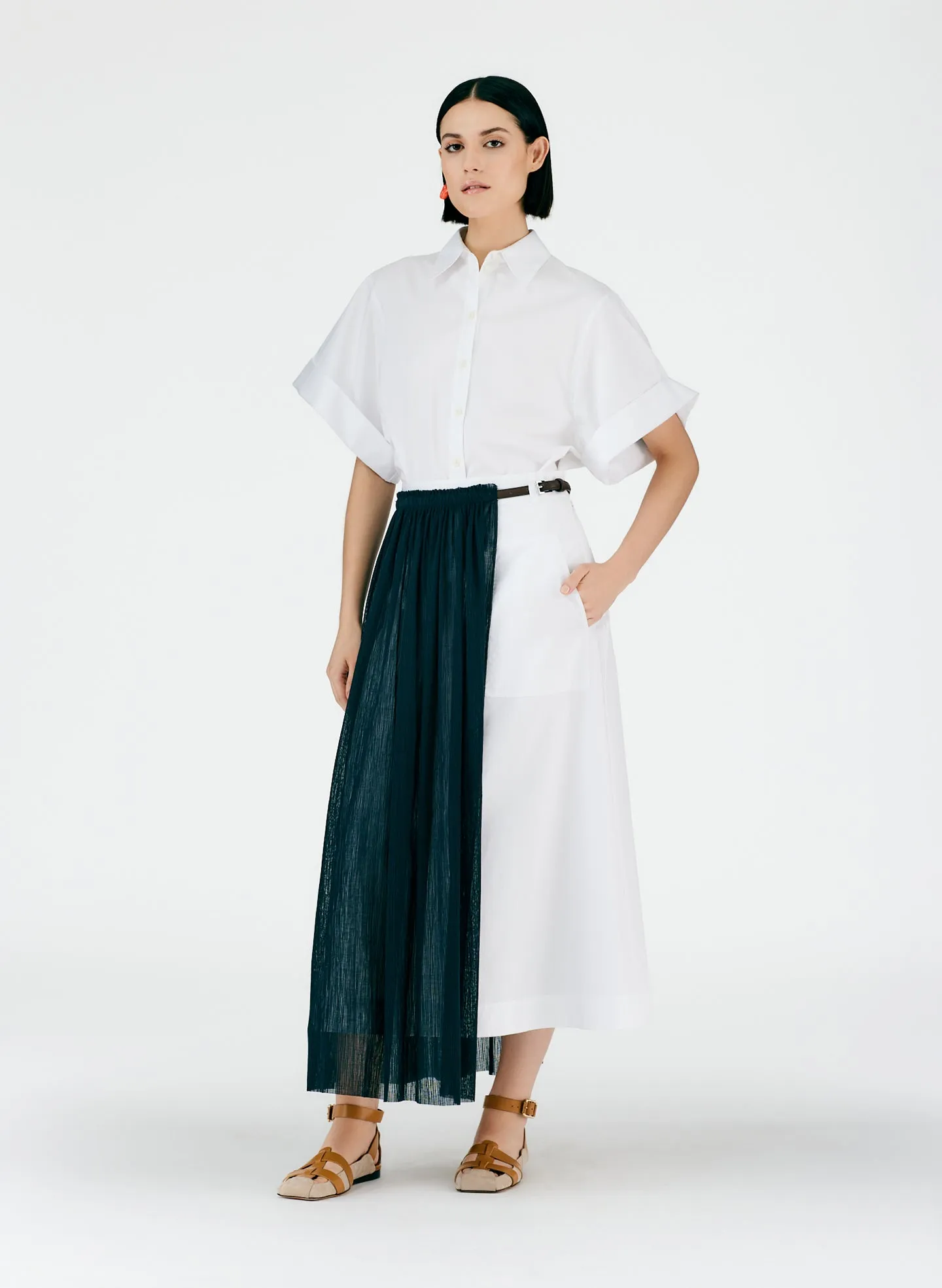 Crepe Gauze Half Layered Full Skirt