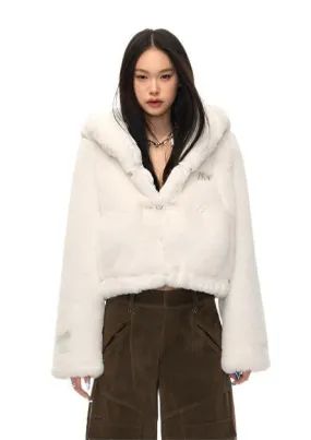 Cupid Moonlight in Winter Eco-Friendly Hooded Rabbit Fur Coat