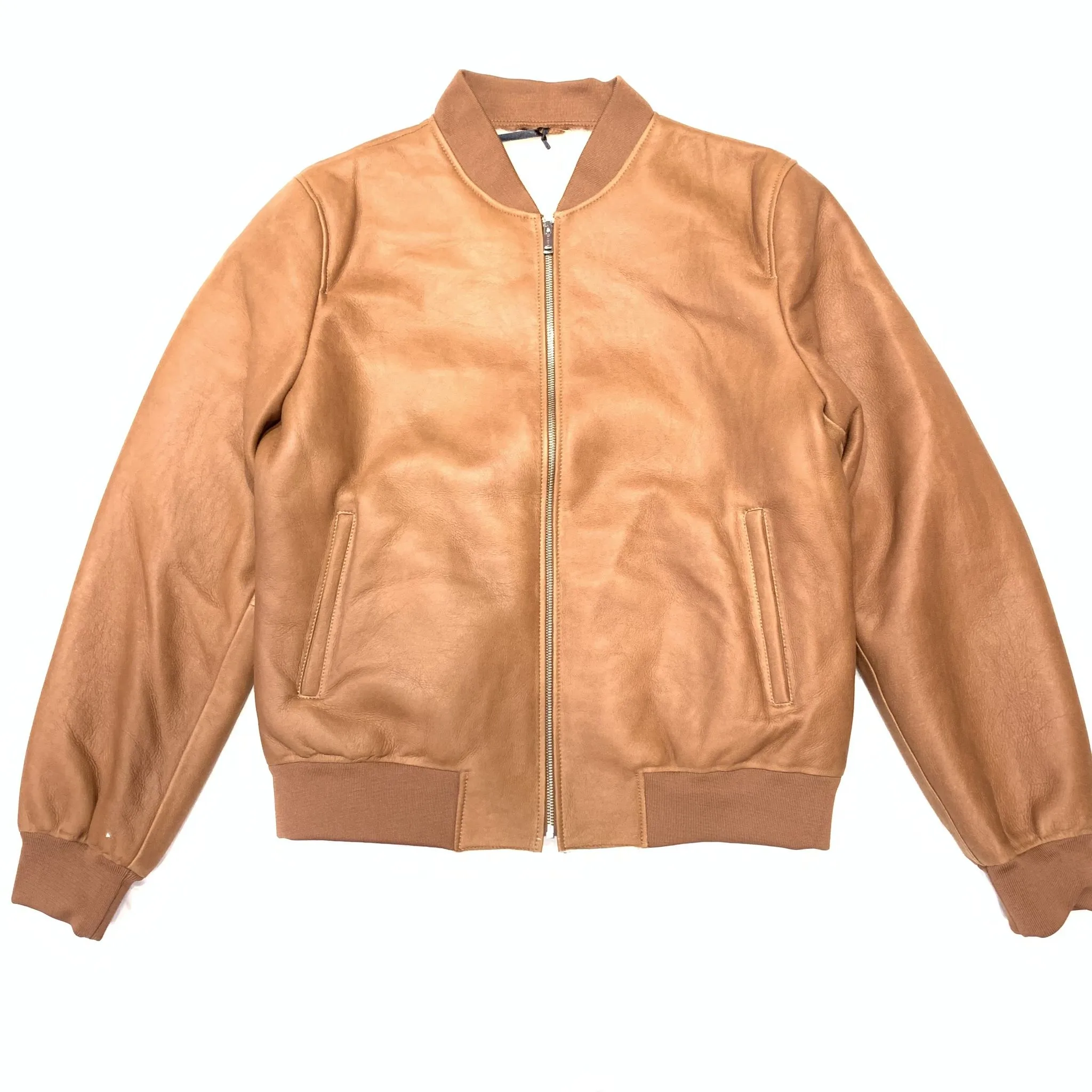 Daniels Leather Men's Cognac Bomber Shearling Jacket