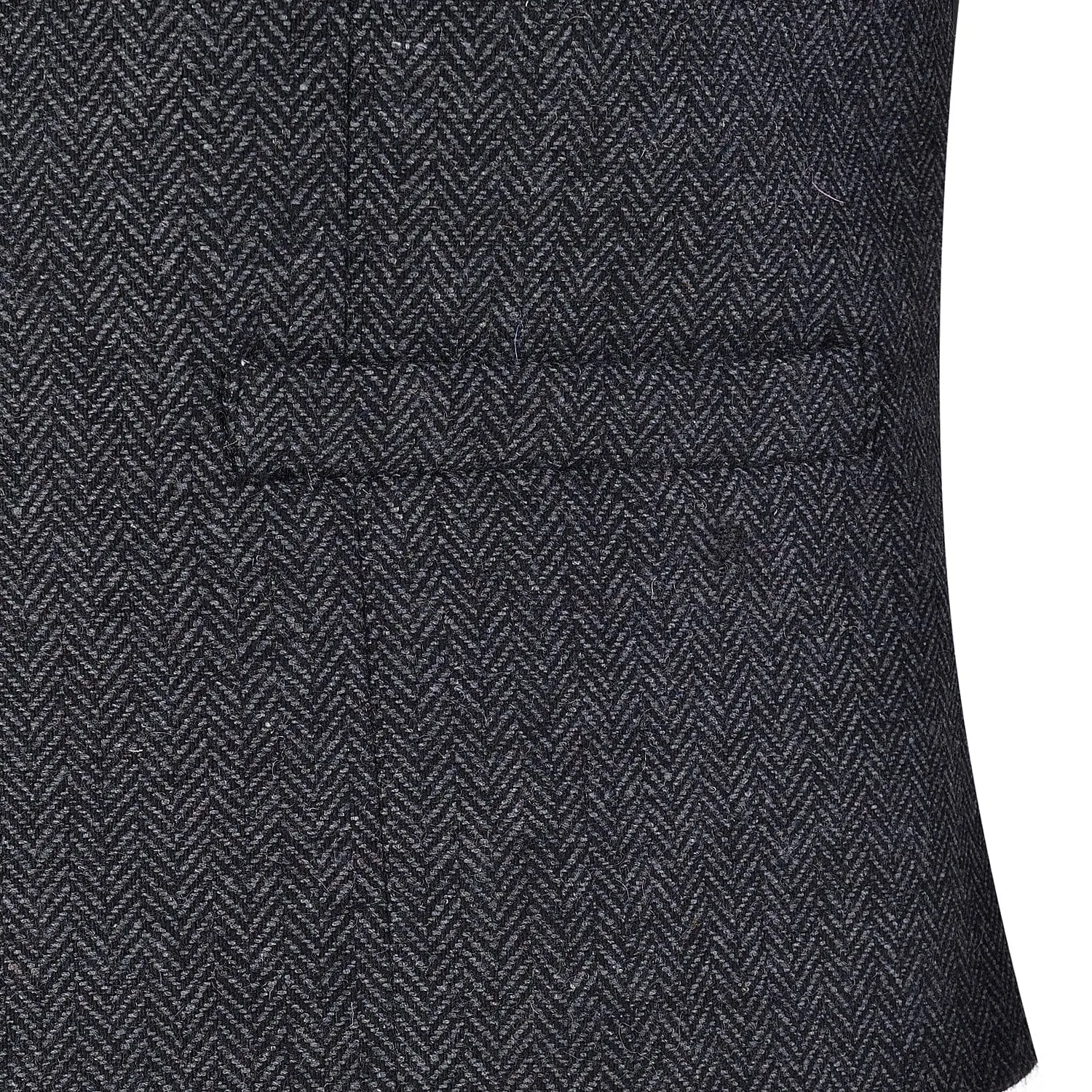 Dark Grey Herringbone V Neck Waistcoat