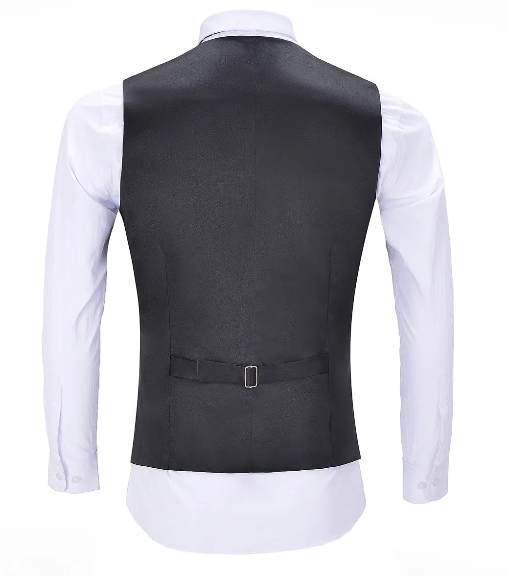 Dark Grey Herringbone V Neck Waistcoat