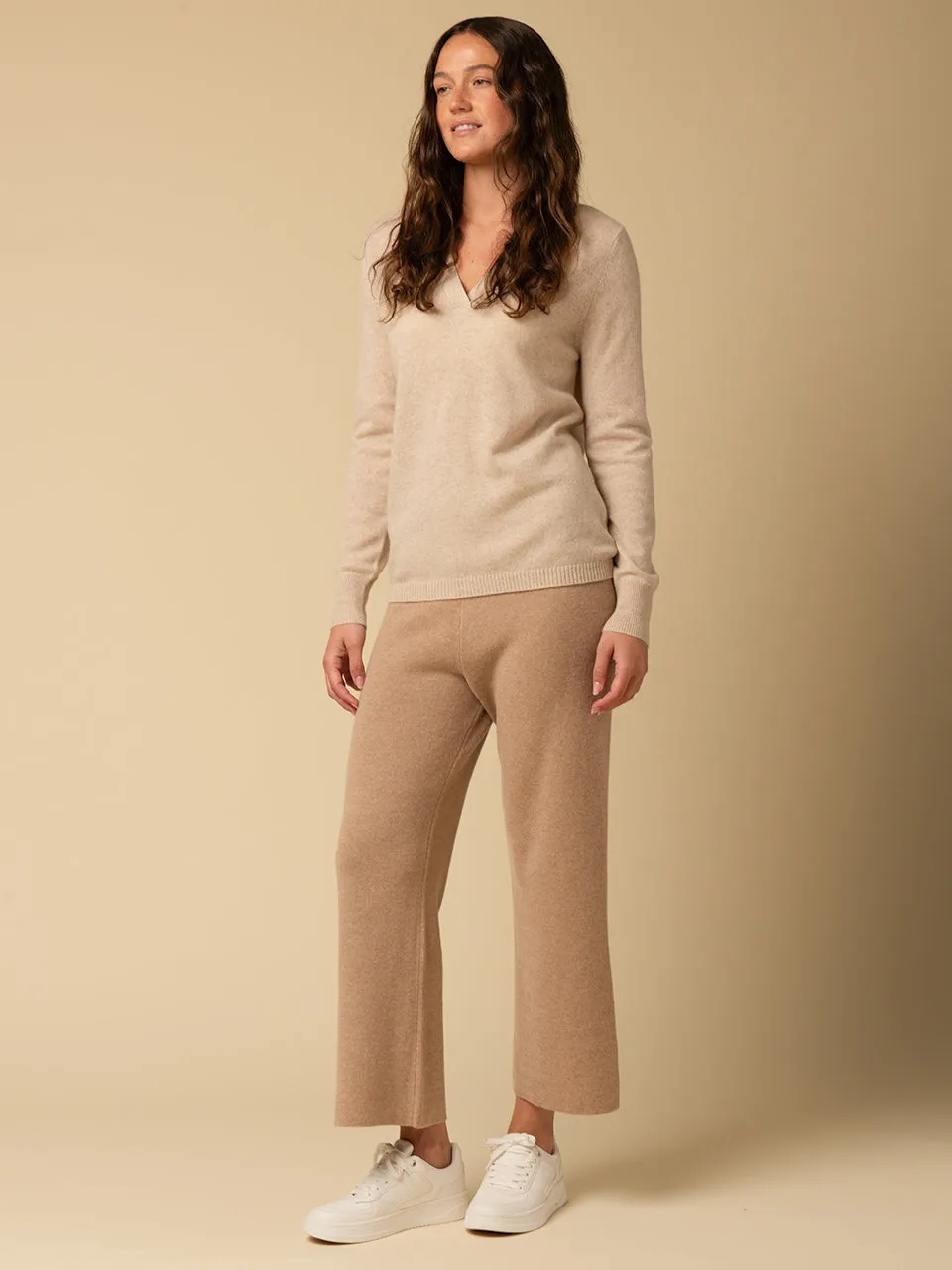 Deep V Neck Sweater_Oatmeal