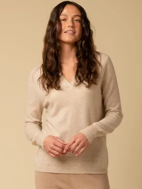 Deep V Neck Sweater_Oatmeal