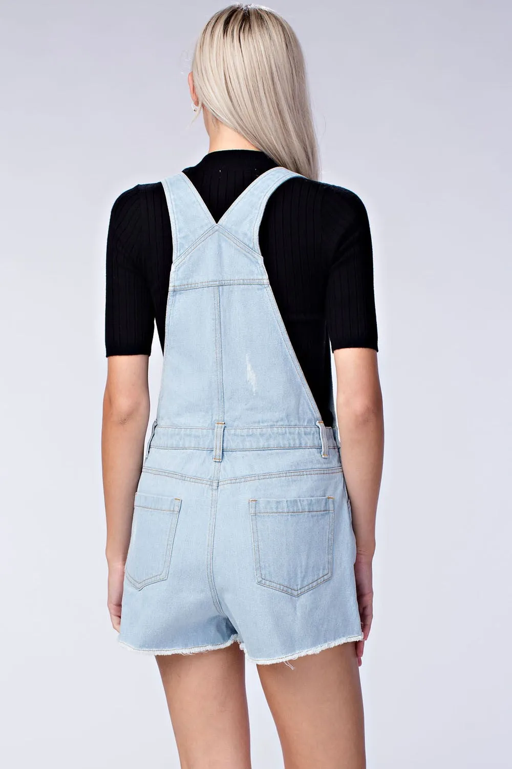 Denim Distressed Overalls