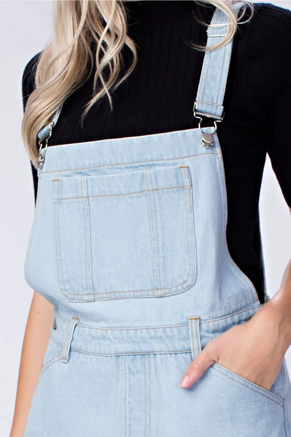 Denim Distressed Overalls