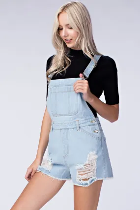 Denim Distressed Overalls