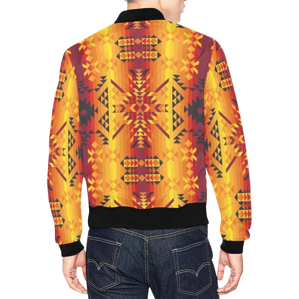 Desert Geo Yellow Red Bomber Jacket for Men