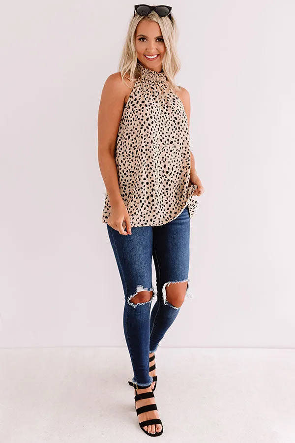 Easy As Pie Polka Dot Top In Khaki