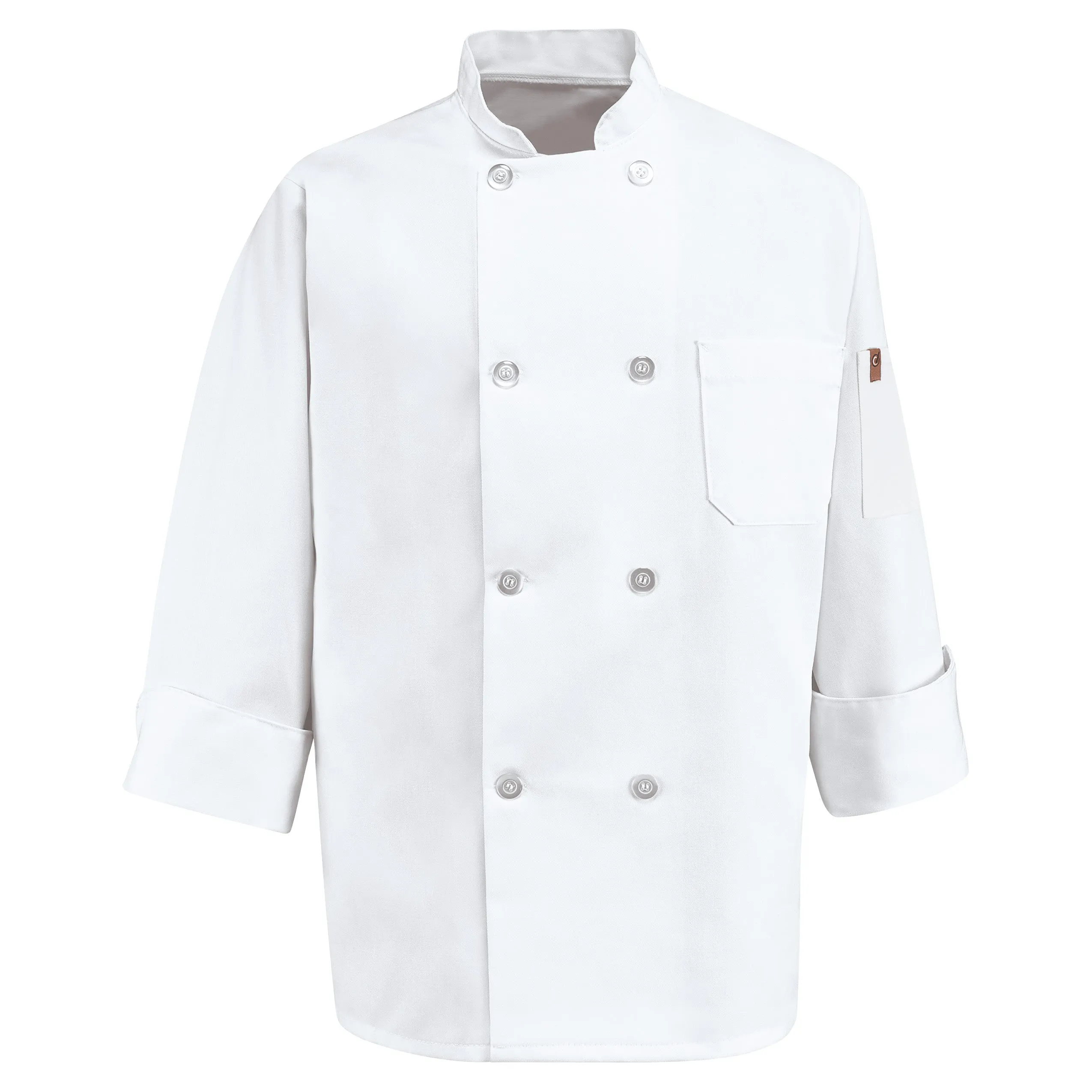 Eight Pearl Button Chef Coat with Thermometer Pocket 0413 - White