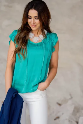 Elegant Flutter Trim Blouse