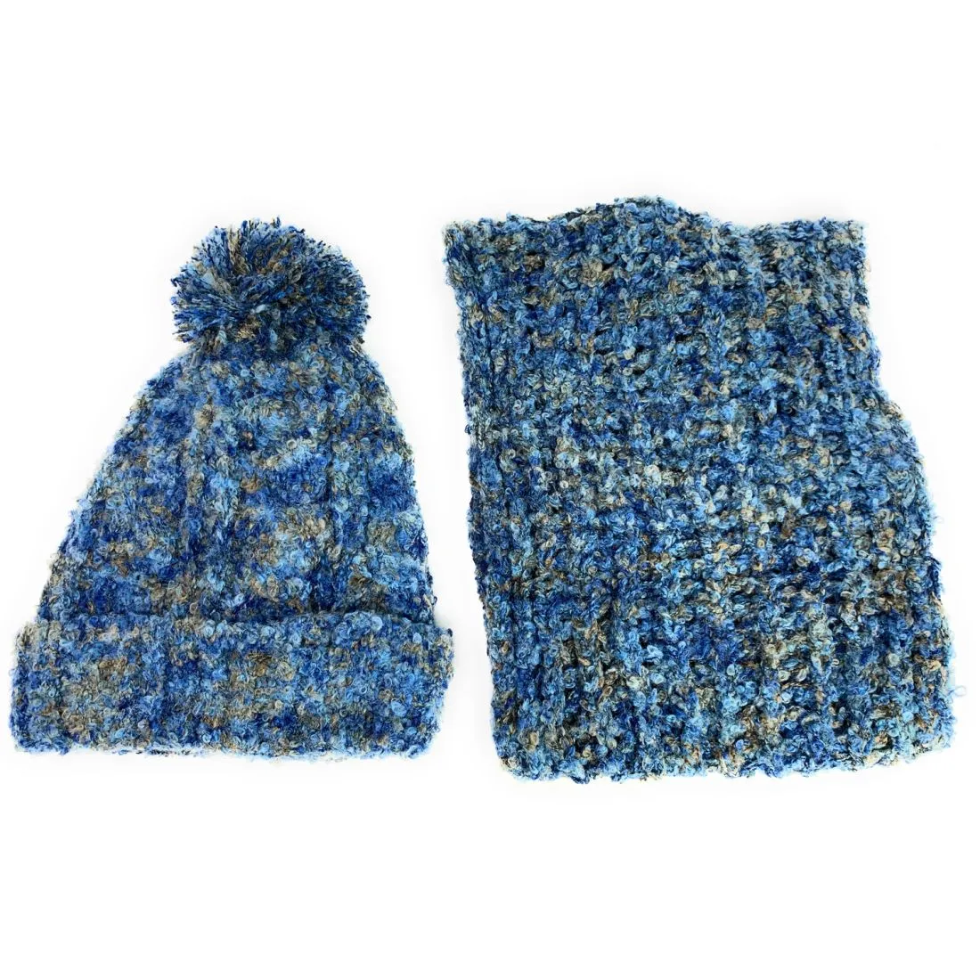 Empire Cove 2 Piece Knit Cuff Beanie Scarf Gift Set Pom Pom Winter