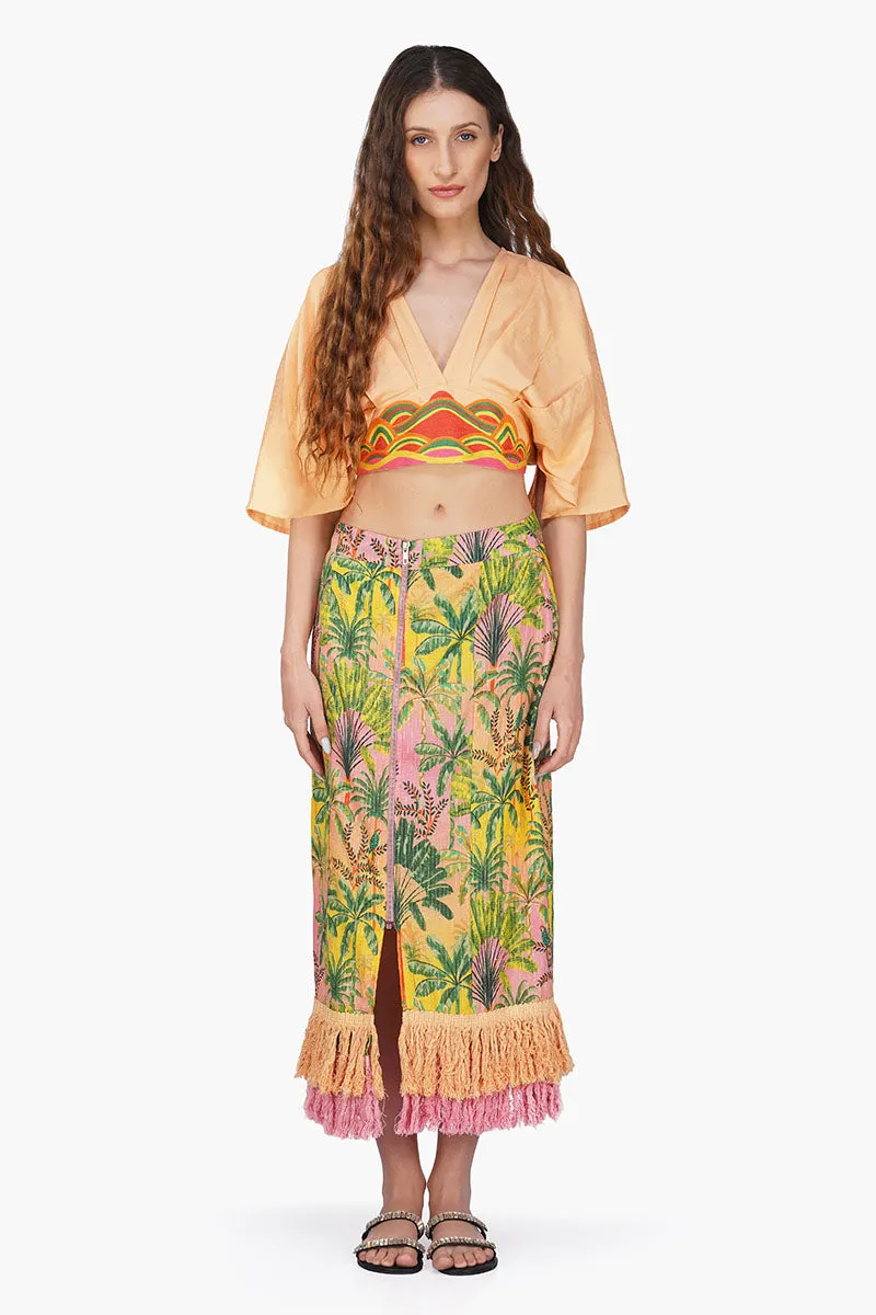 Endless Summer Printed Fringes Skirt