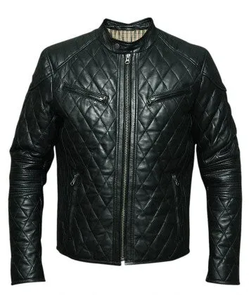 Exotic Quilted Bomber Leather Jacket For Men