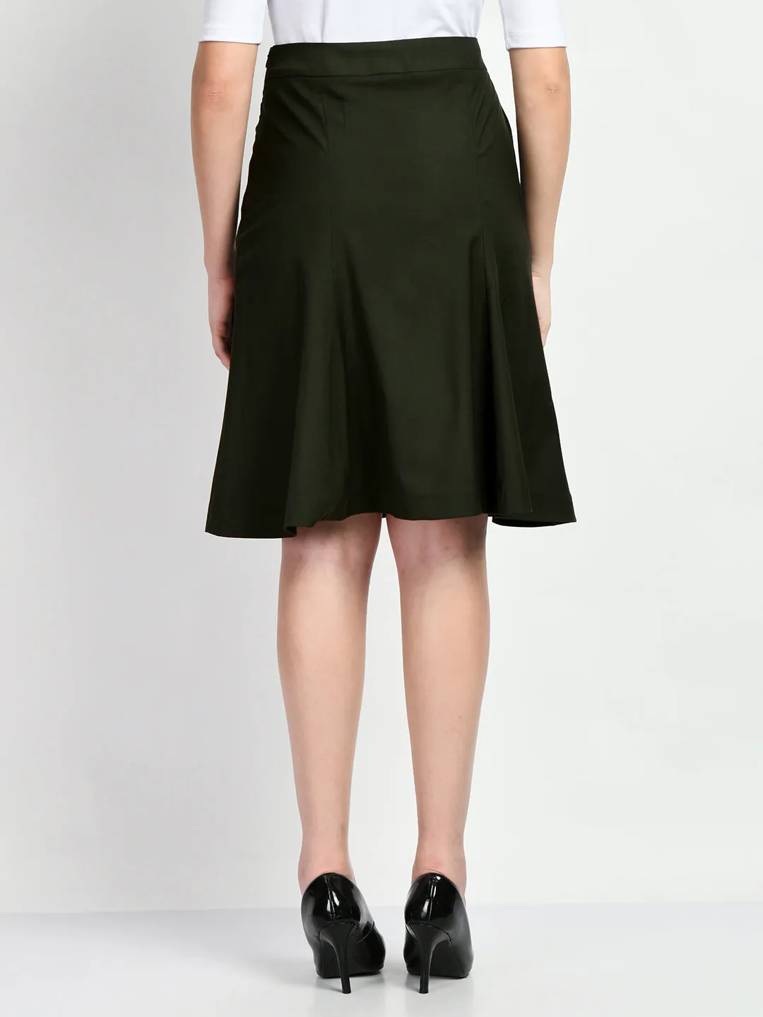 Exude Loyalty Solid A-line Skirt (Olive)