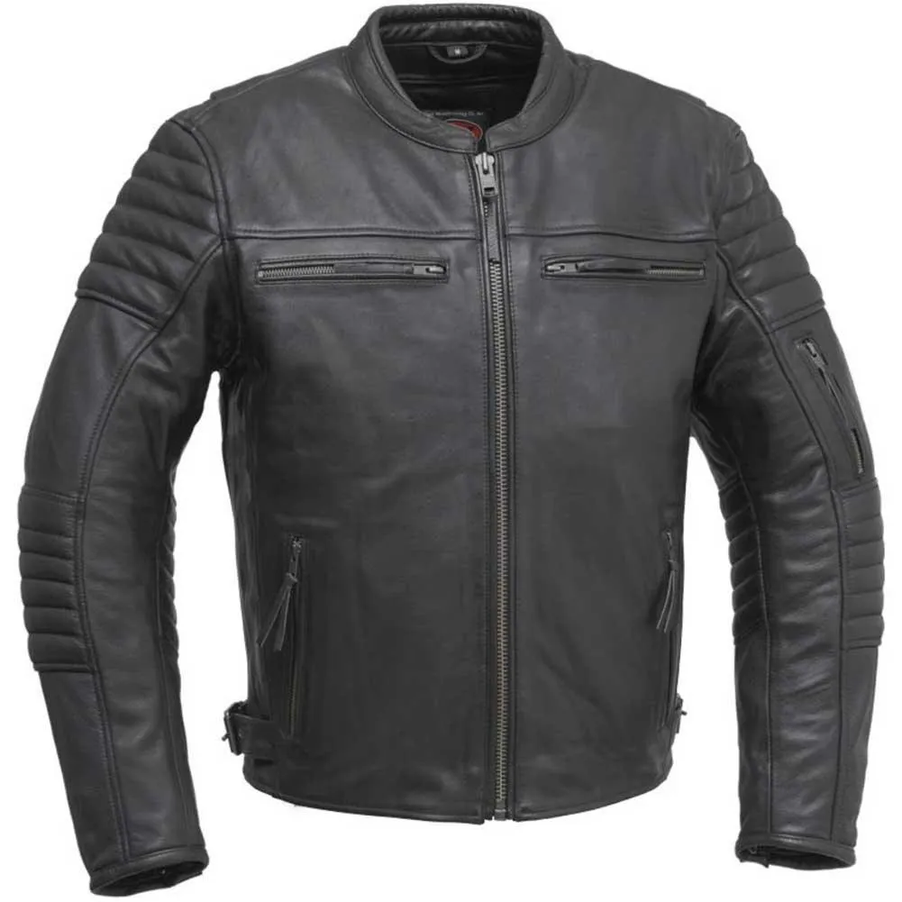 First Mfg Mens Commuter Vented Leather Motorcycle Jacket