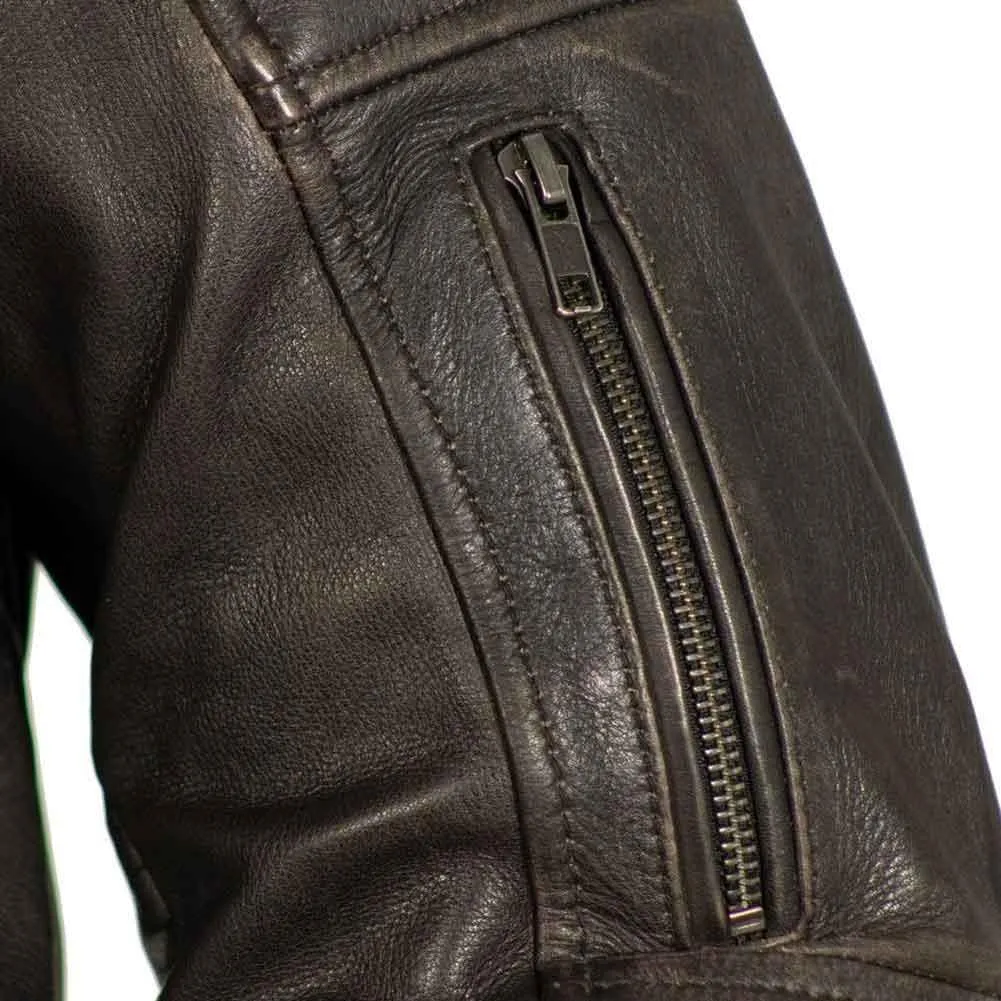 First Mfg Mens Commuter Vented Leather Motorcycle Jacket