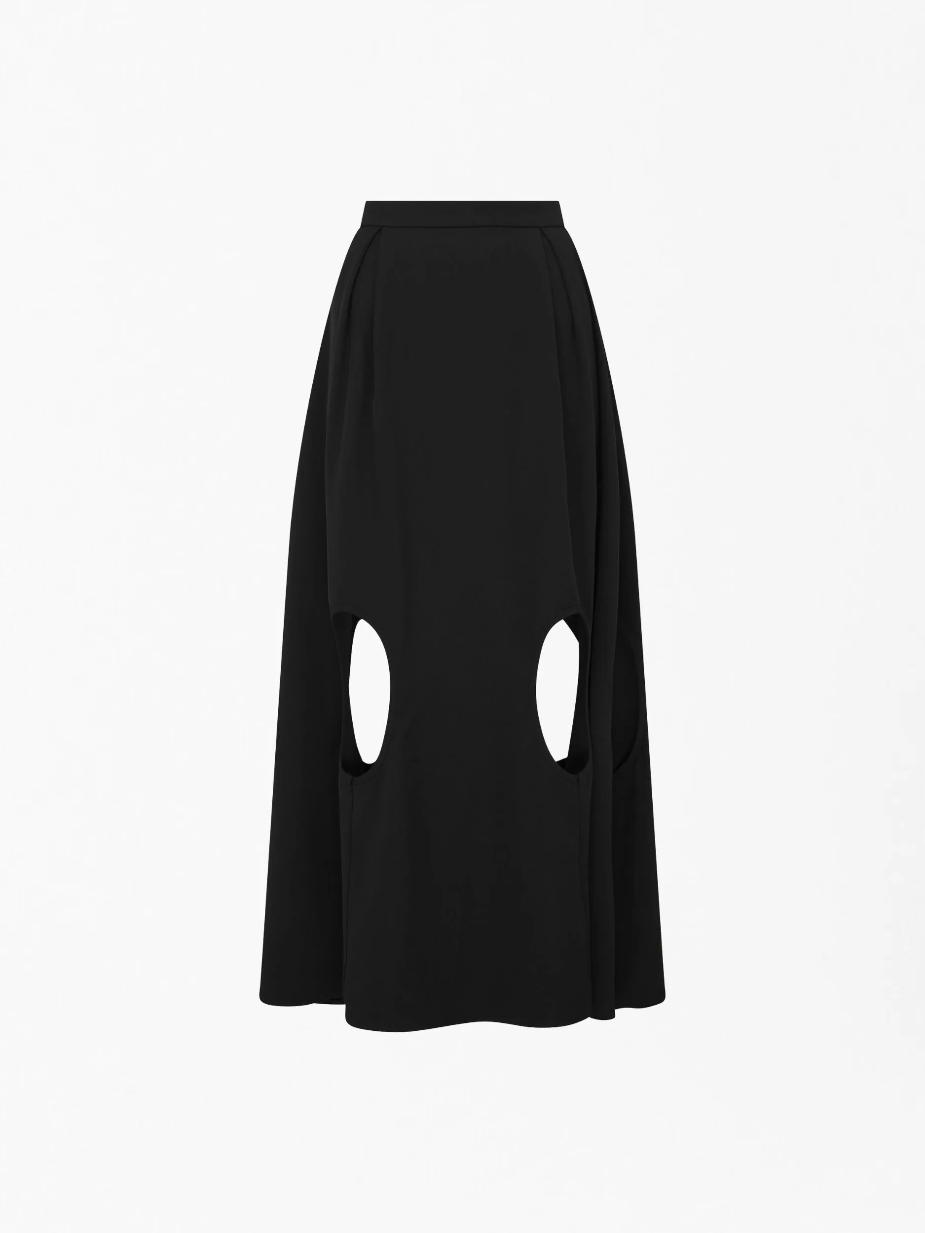 Flare Cut-Out Midaxi Skirt in Black