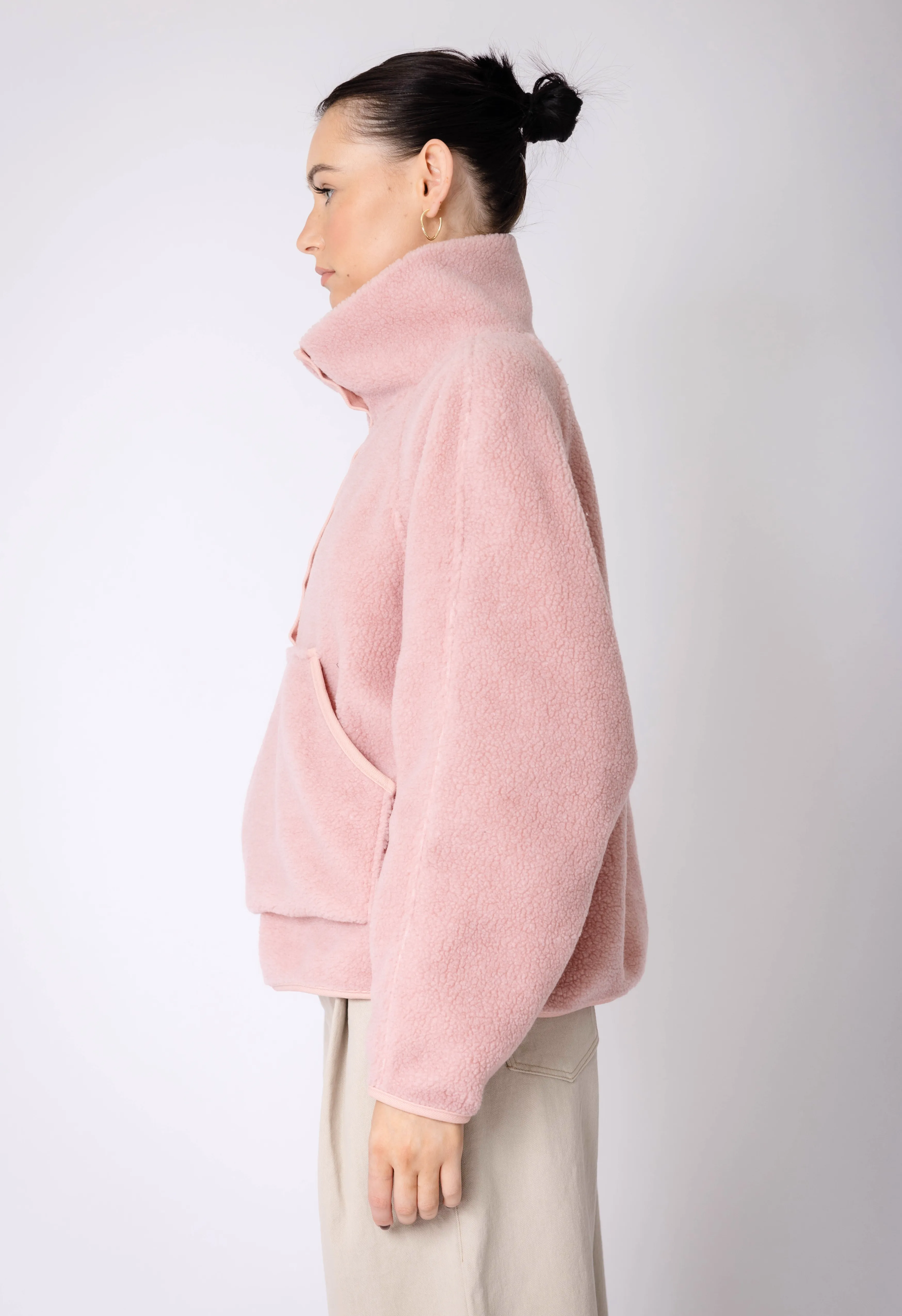 Fleece Pullover In Mauve