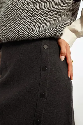 Fleeting Knit Button Skirt