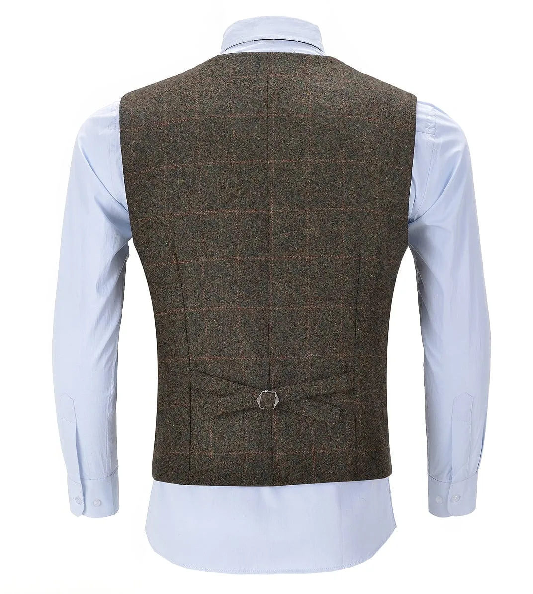 Formal Tweed Plaid Notch Lapel Waistcoat Slim Fit Suit Vest