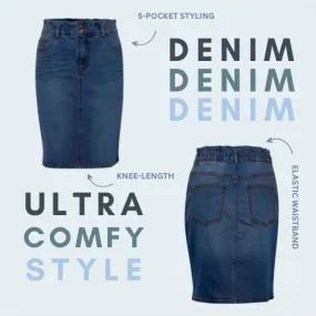 FR - Selma elastic-waistband denim skirt