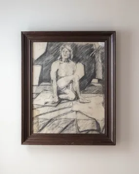 Framed Pencil Sketch of a Nude Woman