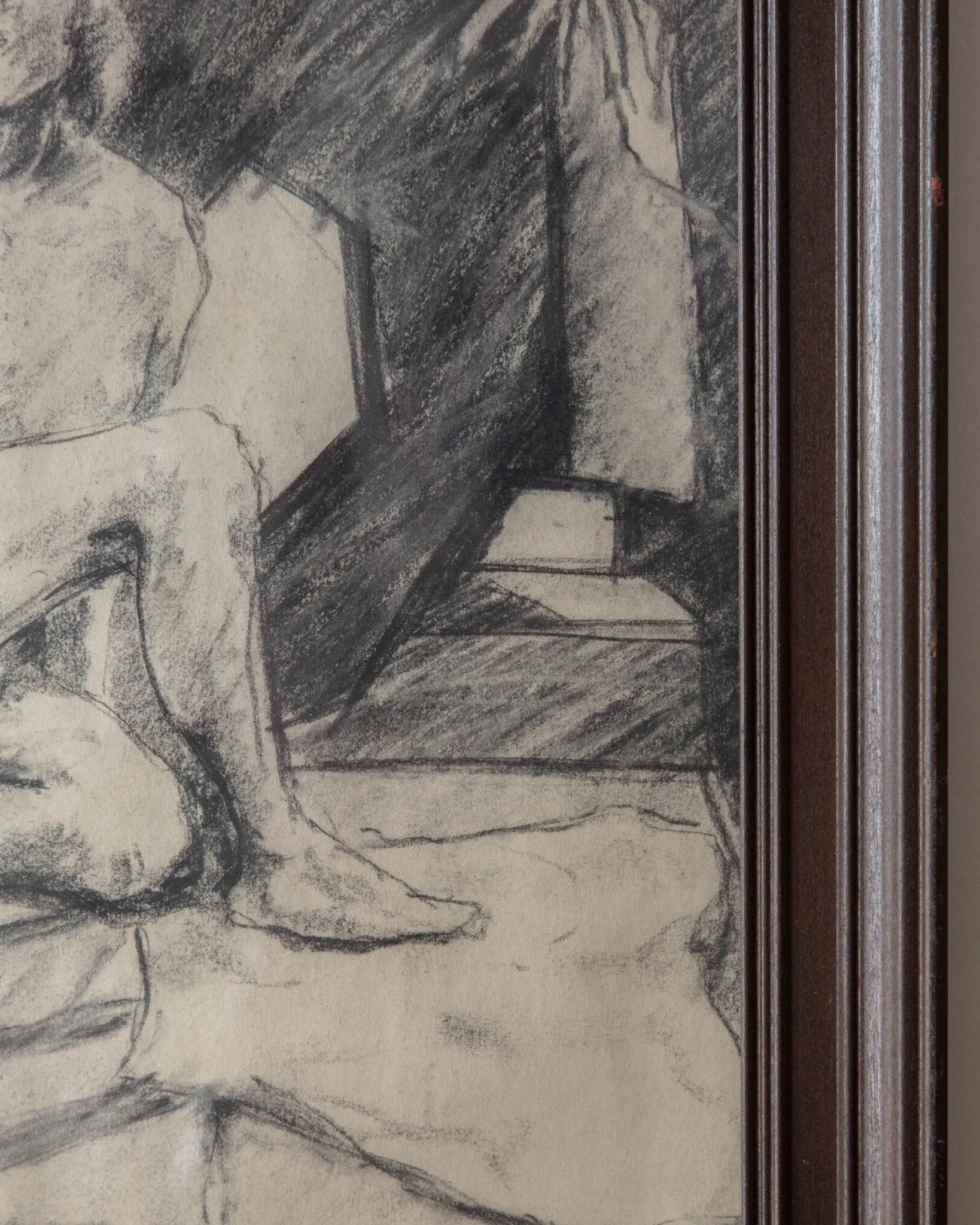 Framed Pencil Sketch of a Nude Woman