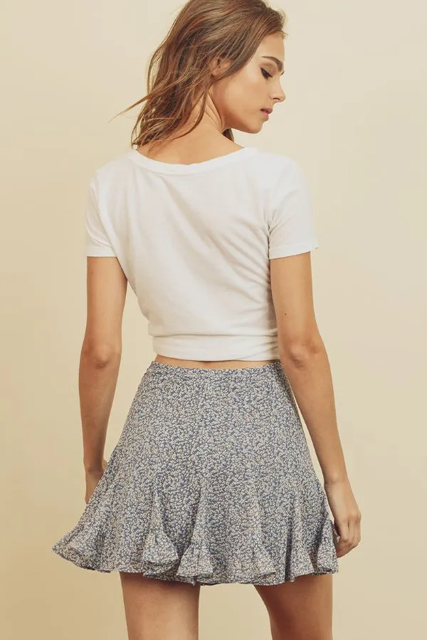 Fresh Florals Skirt - Dusty Blue