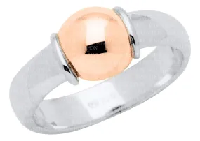 Genuine Sterling Silver Cape Cod Ring with 14k Rose Gold Bead